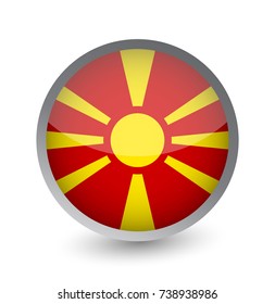 Macedonia Flag Round Glossy Icon. Vector illustration.