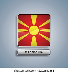 Macedonia flag square button vector illustration