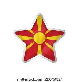 Macedonia flag in star. Button star and flag template. Easy editing and vector in groups. National flag vector illustration on white background.