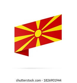 Macedonia flag state symbol isolated on background national banner. Greeting card National Independence Day of the Republic of Macedonia. Illustration banner with realistic state flag.