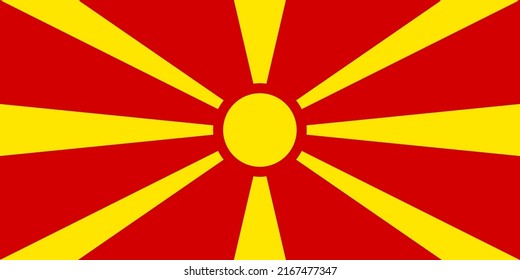 Macedonia flag state symbol isolated on background national banner. Greeting card National Independence Day of the Republic of Macedonia. Illustration banner with realistic state flag.