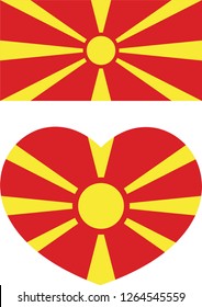 Macedonia Flag vector illustration. Macedonia Flag. National Flag of Macedonia.Macedonia flag, Heart vector. sticker. eps10