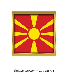 Macedonia Flag Vector Square Icon - Illustration, Flag of Macedonia. Abstract concept, icon,golden square, button. Raster illustration on white background.