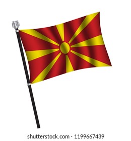 Macedonia flag , flag of Macedonia waving on flag pole, vector illustration EPS 10.
