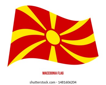 Macedonia Flag Waving Vector Illustration on White Background. Macedonia National Flag.
