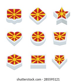 macedonia flags icons and button set nine styles