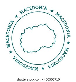Macedonia, the Former Yugoslav Republic Of vector map. Retro vintage insignia with Macedonia, the Former Yugoslav Republic Of map.