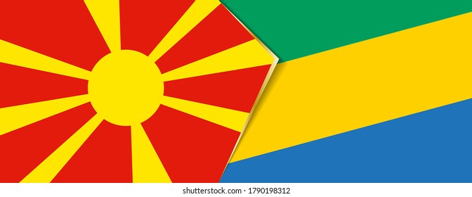 Macedonia and Gabon flags, two vector flags symbol of relationship or confrontation.