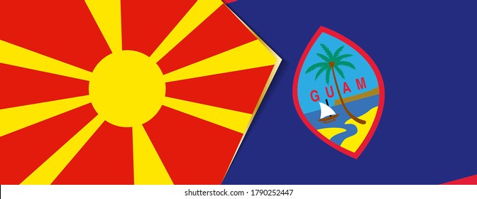Banderas de Macedonia y Guam, dos banderas vectoriales símbolo de relación o confrontación.