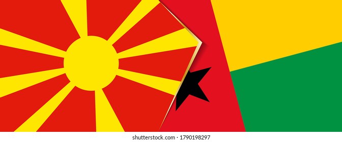 Macedonia and Guinea-Bissau flags, two vector flags symbol of relationship or confrontation.