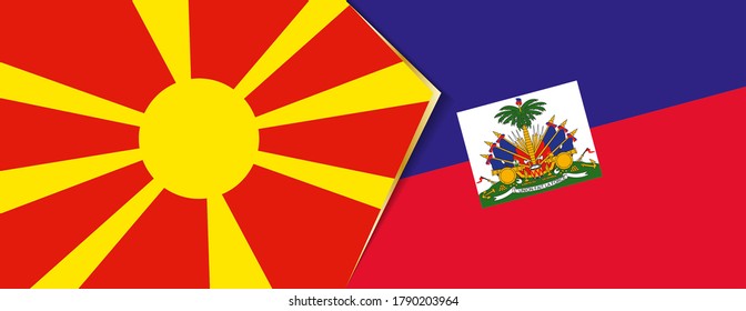 Macedonia and Haiti flags, two vector flags symbol of relationship or confrontation.