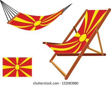 macedonia hammock and deck chair set against white background, abstract vector art illustration