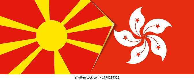 Macedonia and Hong Kong flags, two vector flags symbol of relationship or confrontation.