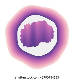 Macedonia icon. Colorful gradient logo of the country. Purple and red Macedonia rounded sign with map for your design. Vector illustration.