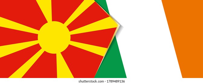 Macedonia and Ireland flags, two vector flags symbol of relationship or confrontation.