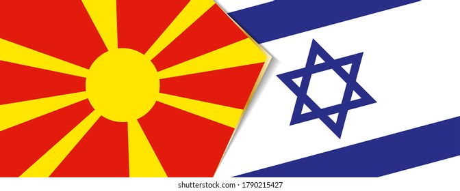 Die Flaggen Mazedoniens und Israels, zwei Vektorfahnen Symbol für Beziehung oder Konfrontation.