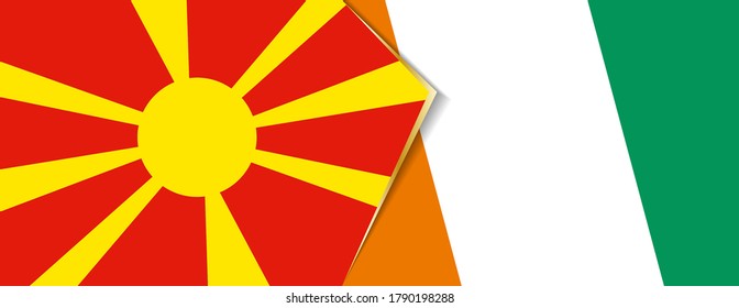 Macedonia and Ivory Coast flags, two vector flags symbol of relationship or confrontation.
