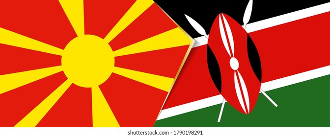 Macedonia and Kenya flags, two vector flags symbol of relationship or confrontation.