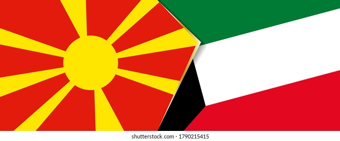 Macedonia and Kuwait flags, two vector flags symbol of relationship or confrontation.