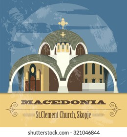 Macedonia landmarks. Retro styled image. Vector illustration