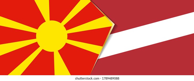 Macedonia and Latvia flags, two vector flags symbol of relationship or confrontation.