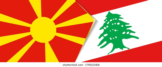 Macedonia and Lebanon flags, two vector flags symbol of relationship or confrontation.