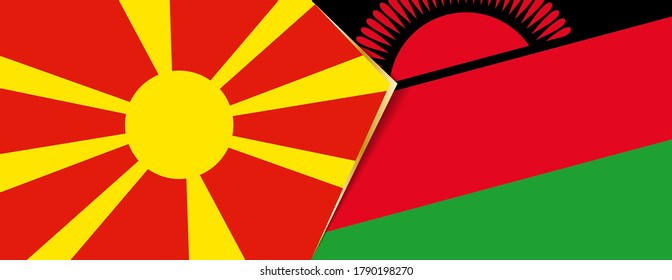 Macedonia and Malawi flags, two vector flags symbol of relationship or confrontation.