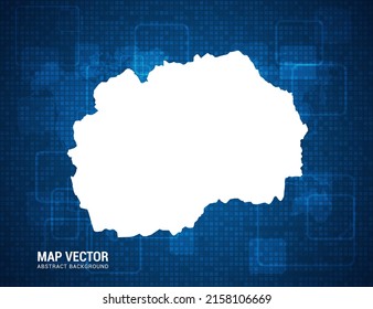 Macedonia map with abstract blue background technology pixel board texture.
