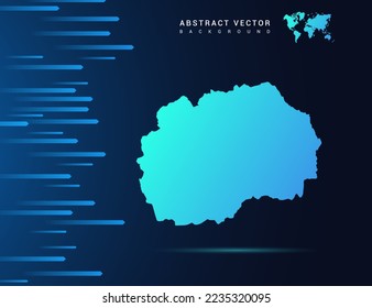 Macedonia map with abstract blue background technology.