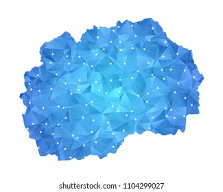 Macedonia Map - Abstract geometric rumpled triangular low poly style gradient graphic on white background , line dots polygonal design for your . Vector illustration eps 10.