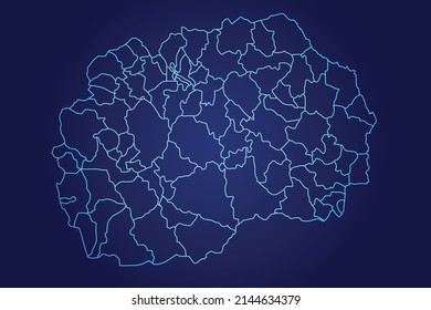 Macedonia Map of Abstract High Detailed Glow Blue Map on Dark Background logo illustration	