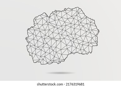 Macedonia Map - Abstract mash line and point scales on white background with World Map. Wire Frame 3D mesh polygonal network line, design sphere, dot and structure -  Vector illustration eps 10