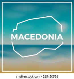 Macedonia map against the backdrop of beach and tropical sea with bright sun. EPS10 vector