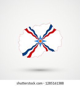 Macedonia map in Assyria flag colors, editable vector.