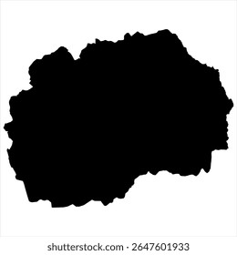 Macedonia Map - black World Map International vector template with High detailed isolated on white background - Vector