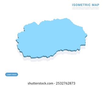 Mapa de Macedonia azul sobre fondo blanco con Vector isométrico.