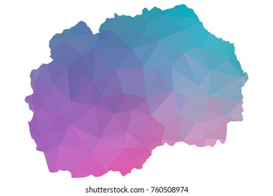 macedonia map. Blue and Pink polygonal shape vector illustration on white background. Vector illustration eps 10.