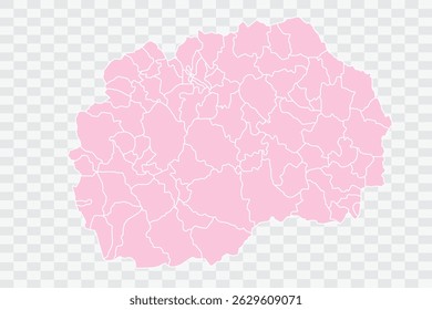 Macedonia Map Blush Color on White Background quality files Png
