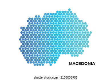 Macedonia map digital hexagon shape on white background vector illustration
