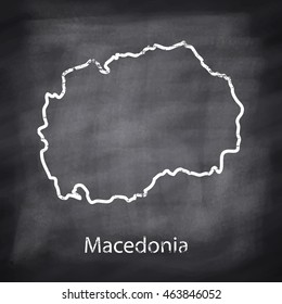 Macedonia map drawn with chalk on blackboard background