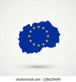 Macedonia map in European Union (EU) flag colors, editable vector.