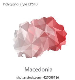 Macedonia map in geometric polygonal style. Abstract triangle, modern design background.
