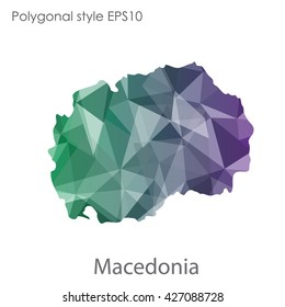 Macedonia map in geometric polygonal style. Abstract triangle, modern design background.