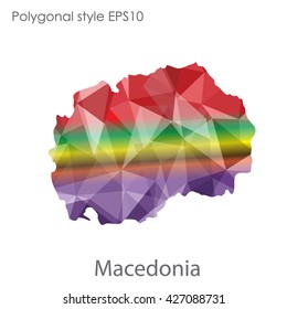 Macedonia map in geometric polygonal style. Abstract triangle, modern design background.