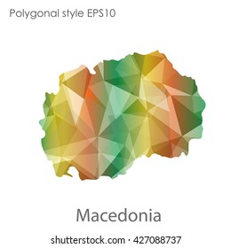 Macedonia map in geometric polygonal style. Abstract triangle, modern design background.