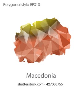 Macedonia map in geometric polygonal style. Abstract triangle, modern design background.