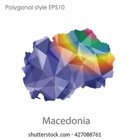 Macedonia map in geometric polygonal style. Abstract triangle, modern design background.