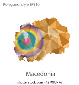 Macedonia map in geometric polygonal style. Abstract triangle, modern design background.