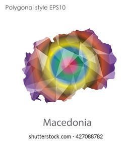 Macedonia map in geometric polygonal style. Abstract triangle, modern design background.