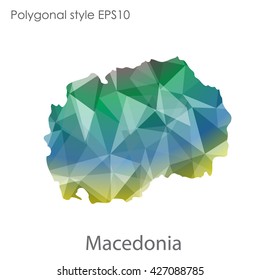 Macedonia map in geometric polygonal style. Abstract triangle, modern design background.